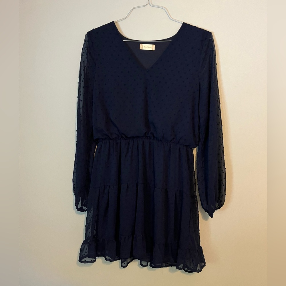 Altar'd State Blue V-Neck Bishop Sleeve Cocktail Dress